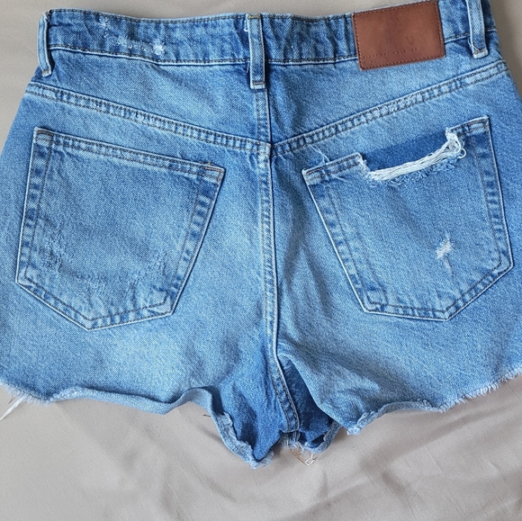 Zara Light Blue Ripped Jean Shorts - Picture 8 of 15